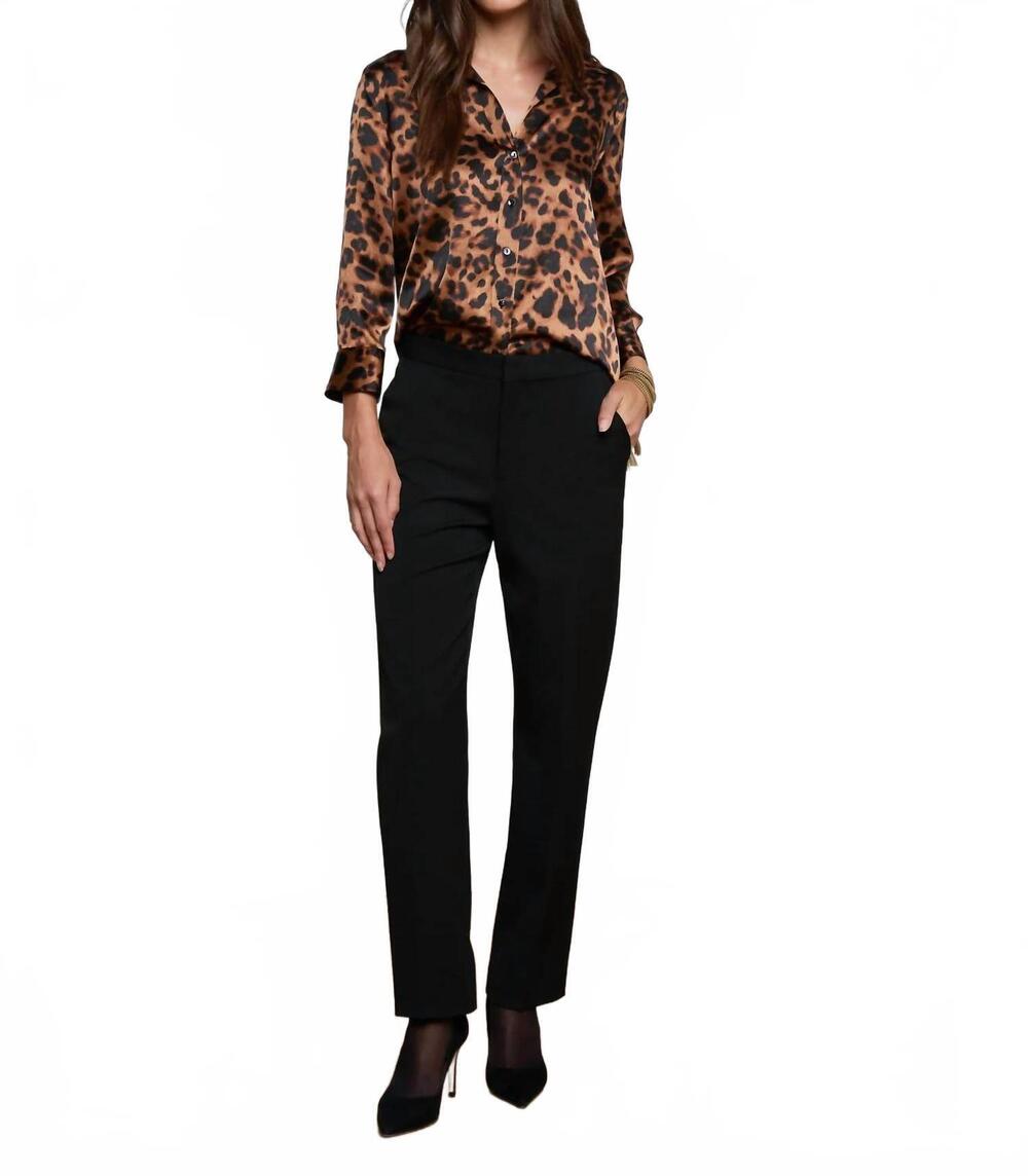 NEW L'AGENCE dani silk blouse in brown multi amur leopard